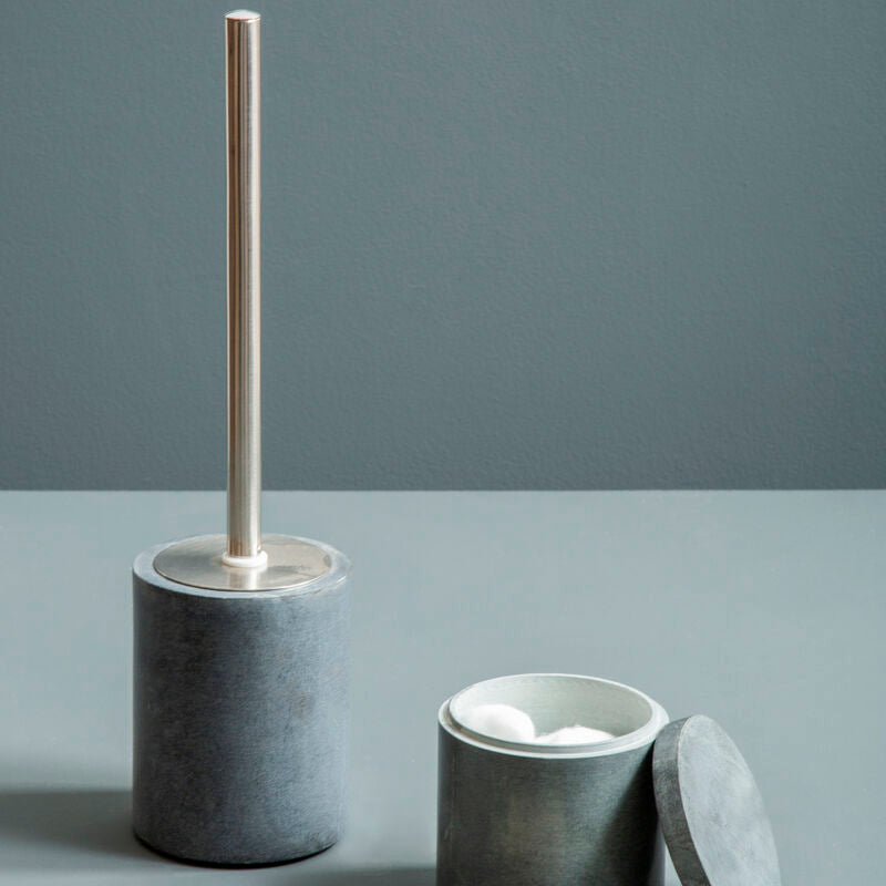 Orsina Kamal Dark Grey Marble Effect Toilet Brush - Modern Bathroom Set