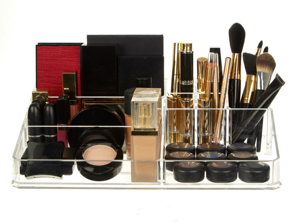 Orsina 9 Compartment Clear Makeup Organiser | Acrylic Cosmetic Storage