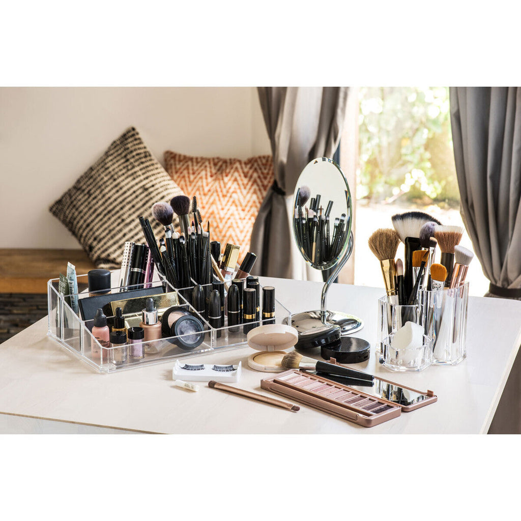 Orsina 9 Compartment Clear Makeup Organiser | Acrylic Cosmetic Storage