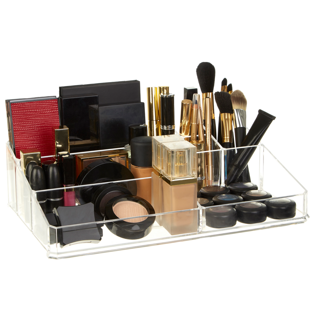 Orsina 9 Compartment Clear Makeup Organiser | Acrylic Cosmetic Storage