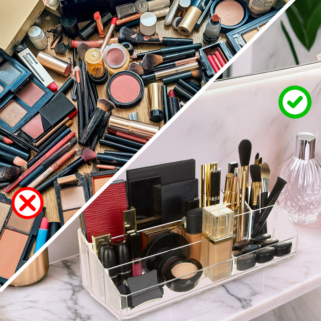 Orsina 9 Compartment Clear Makeup Organiser | Acrylic Cosmetic Storage