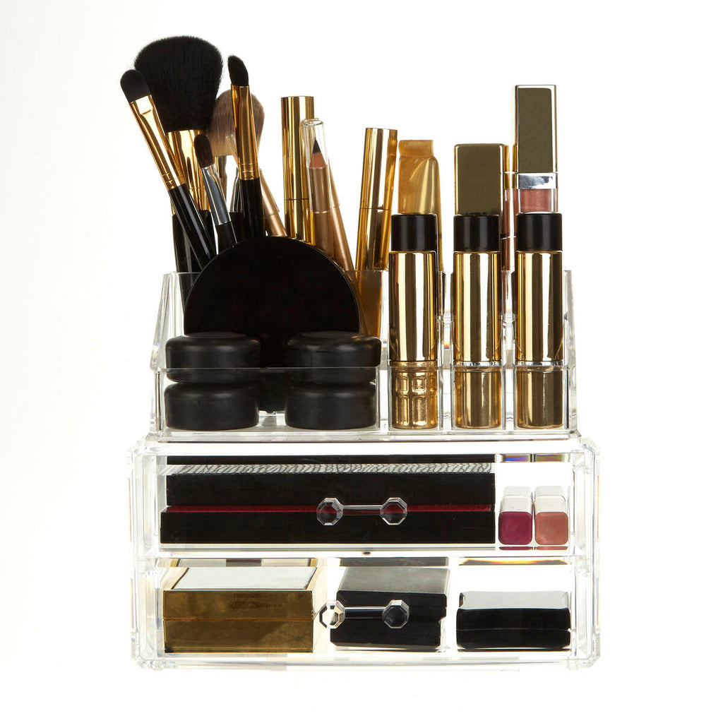 Orsina Makeup Storage Organiser – 9 Compartment & 2 Drawer Cosmetic Box