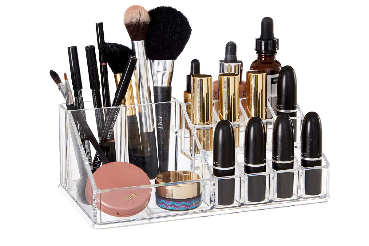 Orsina 16 Compartment Clear Makeup Organiser | Acrylic Cosmetic Storage