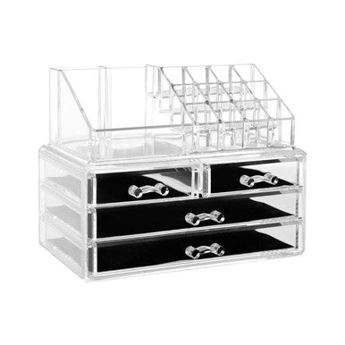 Orsina Clear Makeup Organiser – 16 Compartment Cosmetic Storage Drawers