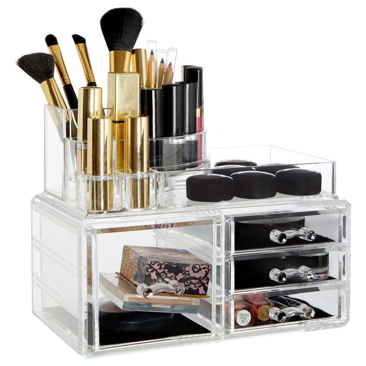 Orsina Clear Makeup Organiser – 8 Compartments and 4 Drawers