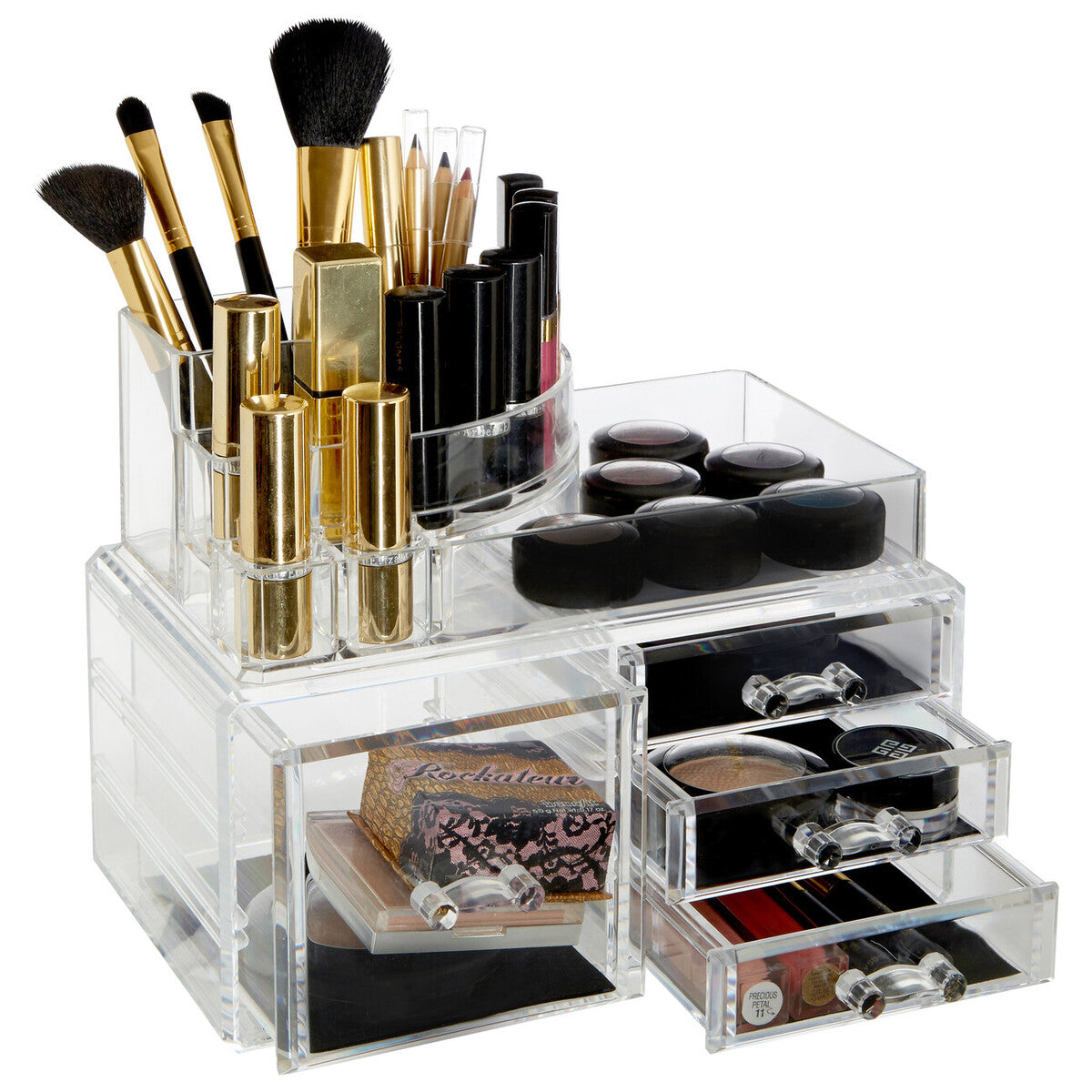 Orsina Clear Makeup Organiser – 8 Compartments and 4 Drawers