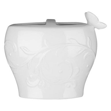 Orsina Edelle Porcelain Toothbrush Holder – White Floral Relief Design