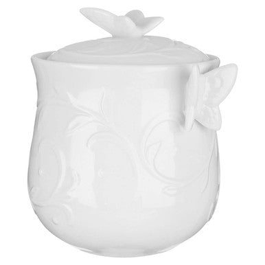 Orsina Edelle Porcelain Bathroom Jar – Butterfly Lid Vanity Organizer