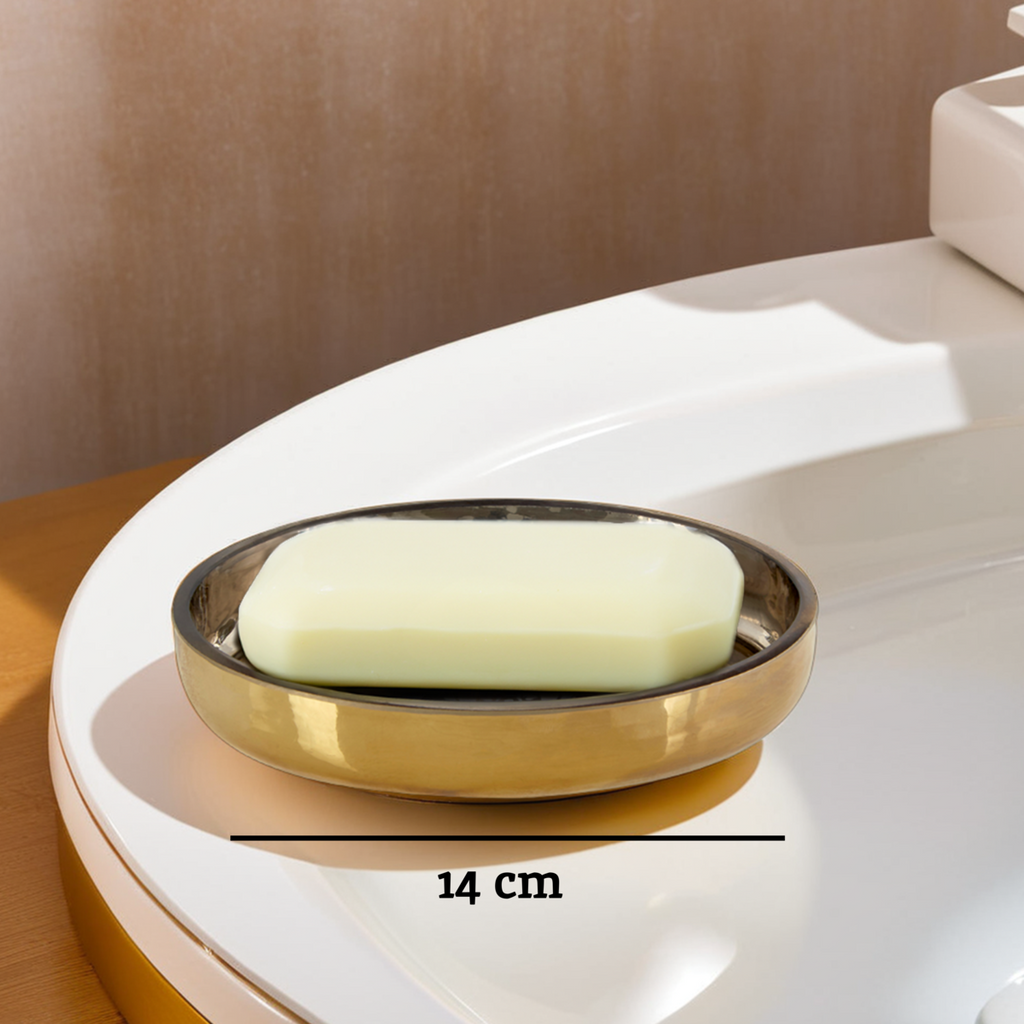 Orsina Elissa Oval Gold Soap Dish – Luxury Metal Bathroom Soap Holder