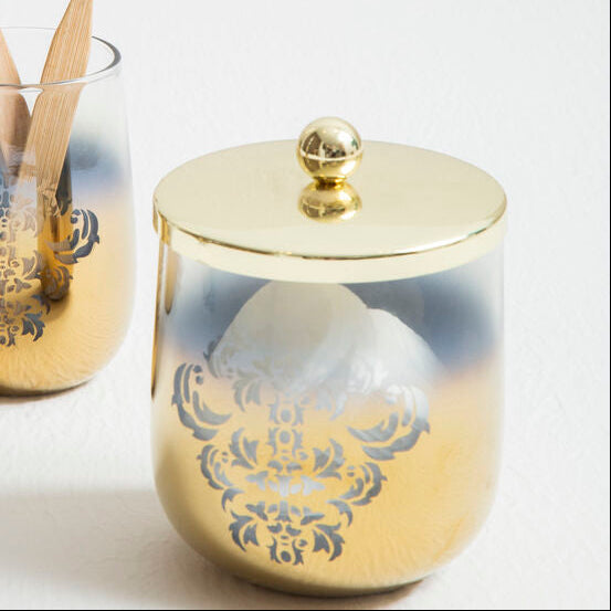 Orsina Elissa Gold Ombre Cotton Jar – 600ml Luxury Bathroom Storage