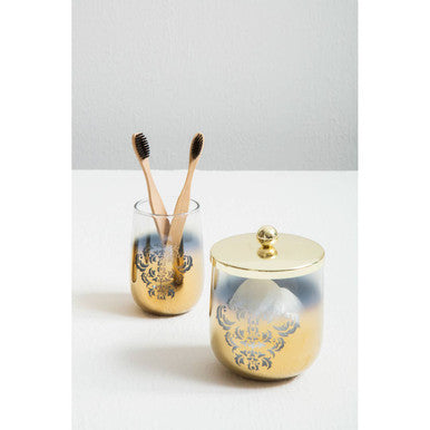 Orsina Elissa Gold Ombre Cotton Jar – 600ml Luxury Bathroom Storage