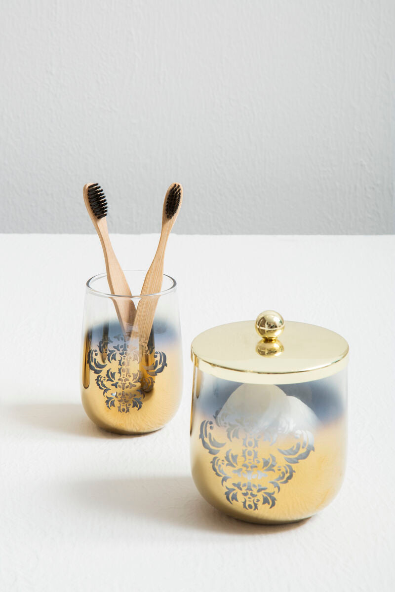Orsina Elissa Gold Ombre Cotton Jar – 600ml Luxury Bathroom Storage