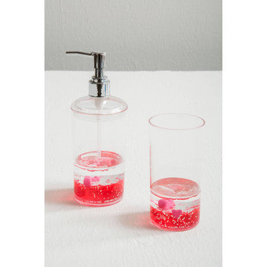 Orsina Acrylic Hearts Tumbler – Glitter Floating Heart Bathroom Cup