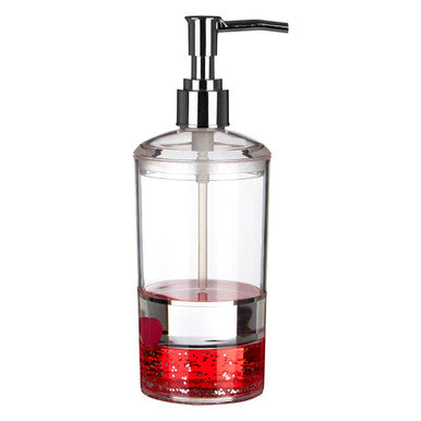 Orsina Floating Hearts Acrylic Lotion Dispenser | Clear Soap Pump