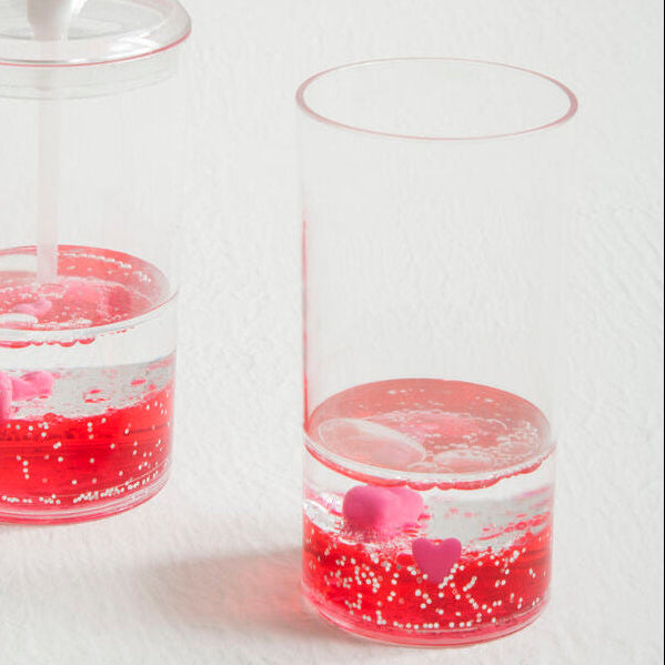 Orsina Acrylic Hearts Tumbler – Glitter Floating Heart Bathroom Cup