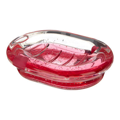 Orsina Acrylic Hearts Soap Dish – Clear Ribbed Bathroom Sink Holder