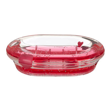 Orsina Acrylic Hearts Soap Dish – Clear Ribbed Bathroom Sink Holder
