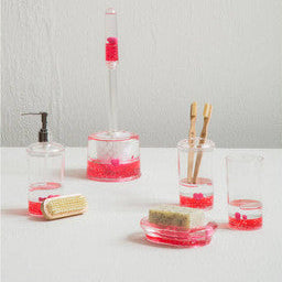 Orsina Floating Hearts Toilet Brush Holder – Clear Acrylic Bathroom Decor