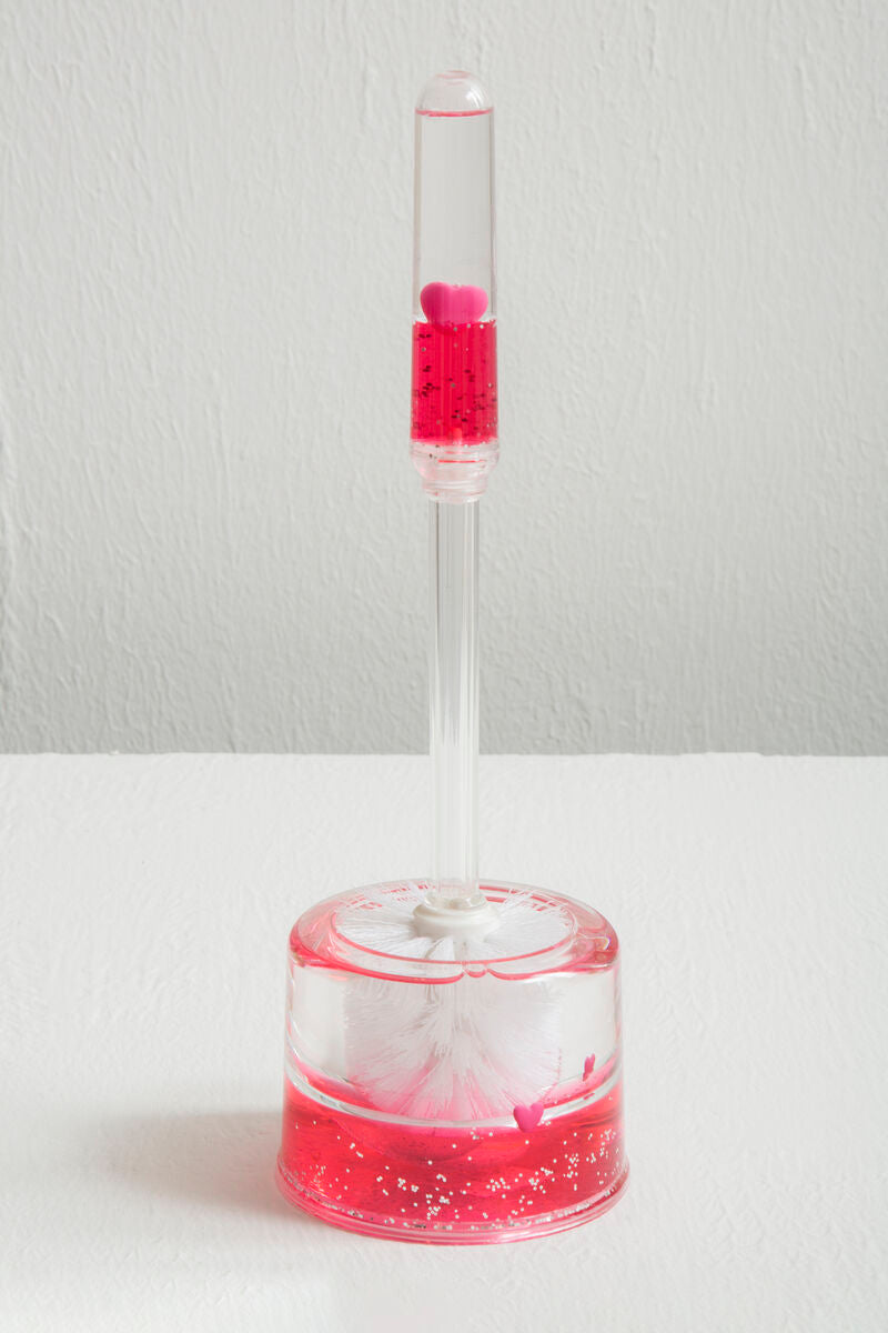 Orsina Floating Hearts Toilet Brush Holder – Clear Acrylic Bathroom Decor