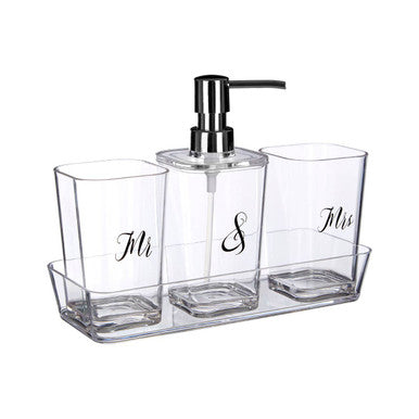 Orsina Mr and Mrs Bathroom Accessory Set – 4 Piece Vanity Organizer