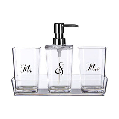 Orsina Mr and Mrs Bathroom Accessory Set – 4 Piece Vanity Organizer