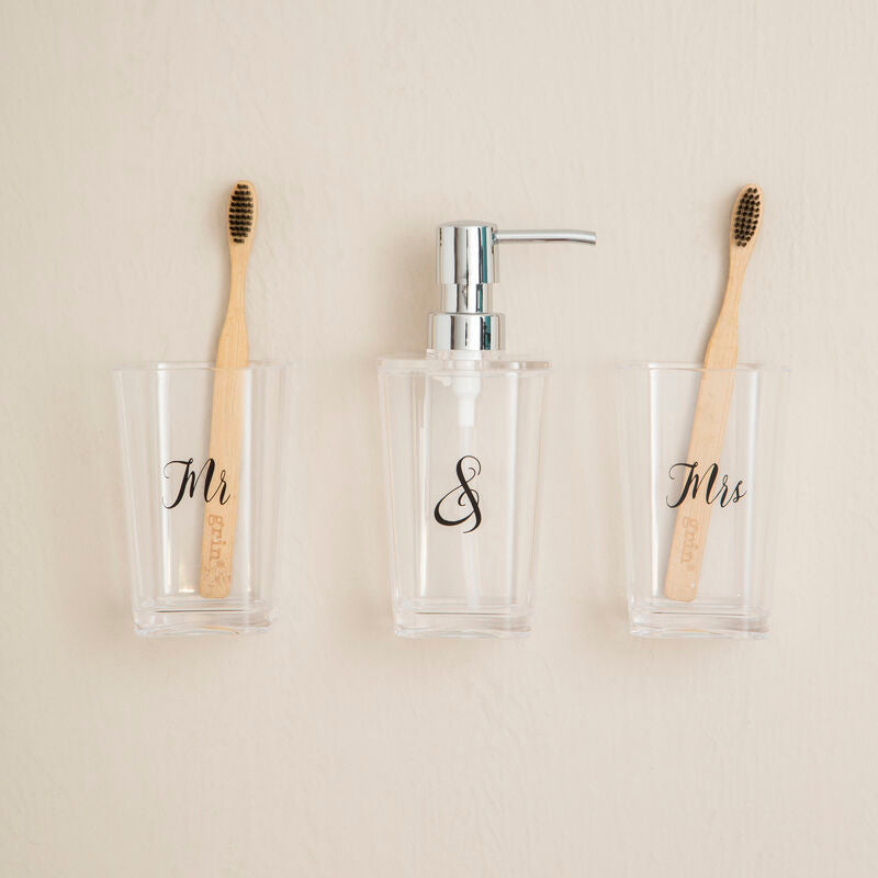 Orsina Mr and Mrs Bathroom Accessory Set – 4 Piece Vanity Organizer