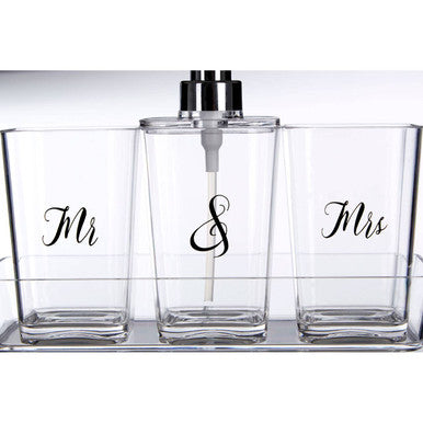 Orsina Mr and Mrs Bathroom Accessory Set – 4 Piece Vanity Organizer