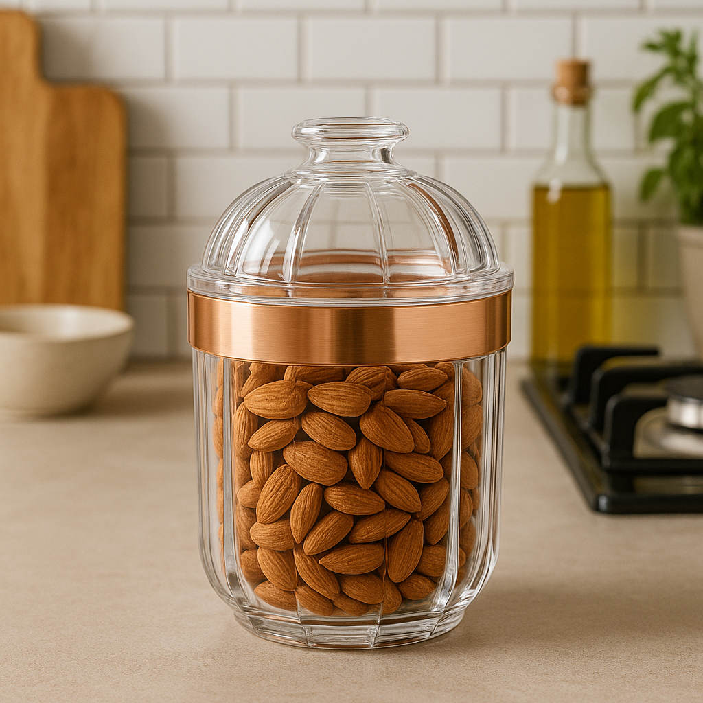 Orsina Small Rose Gold Acrylic Storage Jar | Airtight Vanity Organizer