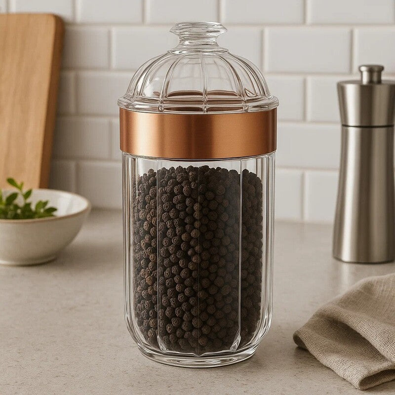 Orsina Guan Large Rose Gold Acrylic Storage Jar | Fluted Canister