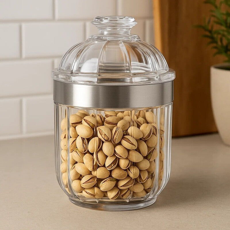 Orsina Guan Small Silver Acrylic Storage Jar | Clear Vanity Canister