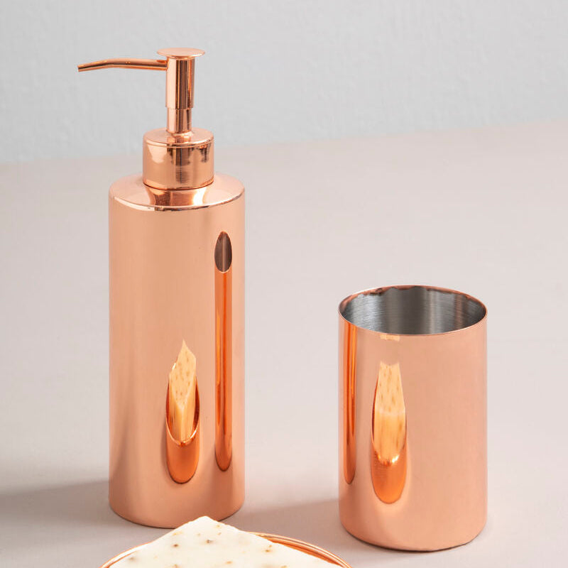 Orsina Clara Rose Gold Bathroom Tumbler | Modern Luxury Vanity Cup