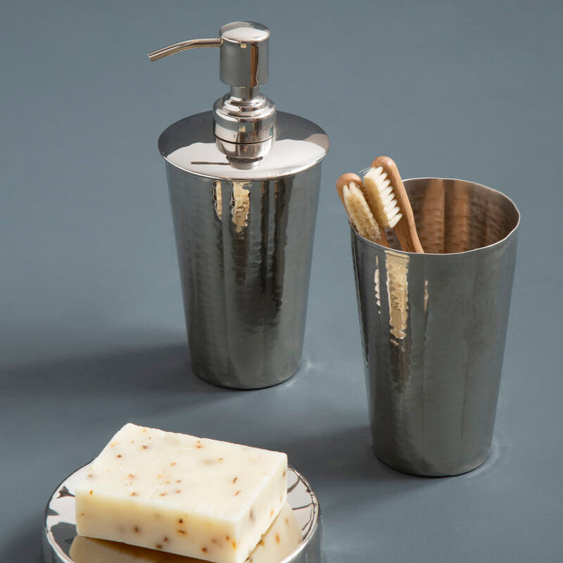 Orsina Hammered Nickel Toothbrush Holder – Bathroom Vanity Organizer