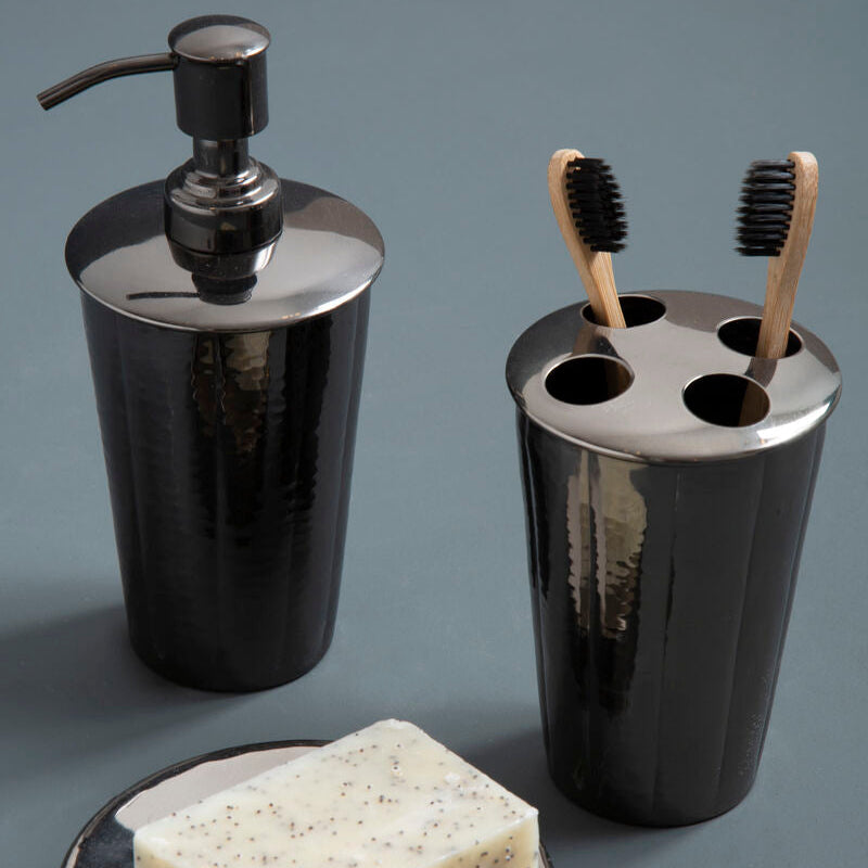 Orsina Black Nickel Hammered Tumbler – Bathroom Vanity Organizer