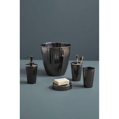 Orsina Vaco Hammered Black Nickel Waste Bin | Modern Bathroom Bin