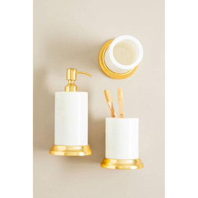 Orsina Mako White Marble Toothbrush Holder – Modern Vanity Organiser