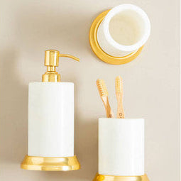 Orsina Mako White Marble Lotion Dispenser – Luxury Bathroom Soap Pump