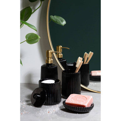 Orsina Ticino Brittany Black Glass Lotion Dispenser | Modern Soap Pump