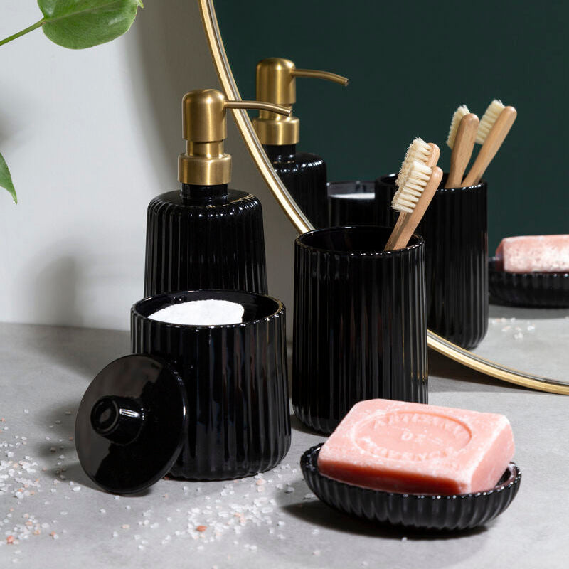 Orsina Ticino Brittany Black Glass Lotion Dispenser | Modern Soap Pump