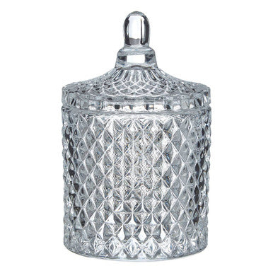 Orsina Ticino Diamond Storage Jar | Textured Glass Vanity Organiser