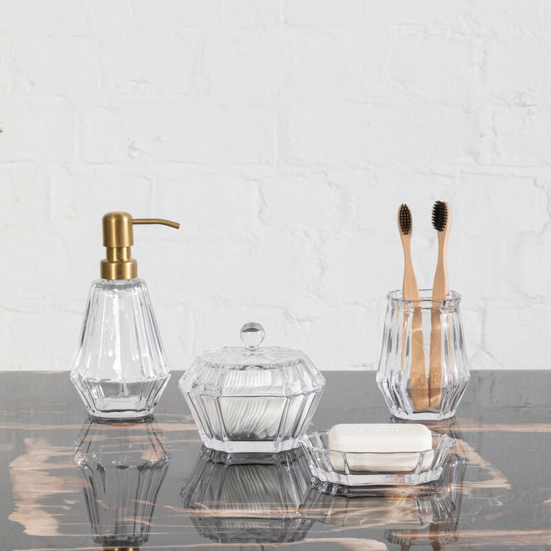 Orsina Ticino Louvre Clear Bathroom Tumbler & Toothbrush Holder