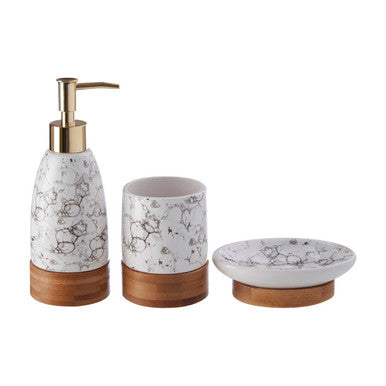 Orsina Earth 3-Piece Marble Print Bathroom Accessory Set | Vanity Decor