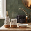 Orsina Earth 3-Piece Marble Print Bathroom Accessory Set | Vanity Decor