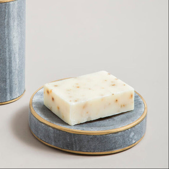 Orsina Bosco Grey Marble and Gold Soap Dish – Luxury Bathroom Holder