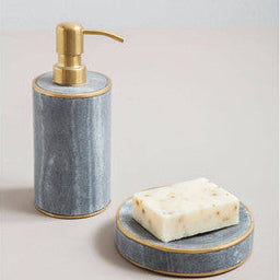Orsina Bosco Grey Marble and Gold Lotion Dispenser for Bathroom