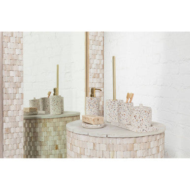 Orsina Mozie Terrazzo Effect Soap Dish – Modern Bathroom Sink Organizer