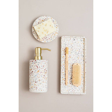 Orsina Mozie Terrazzo Effect Soap Dish – Modern Bathroom Sink Organizer