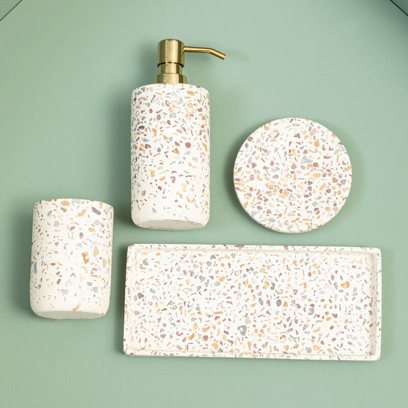 Orsina Mozie Terrazzo Effect Soap Dish – Modern Bathroom Sink Organizer