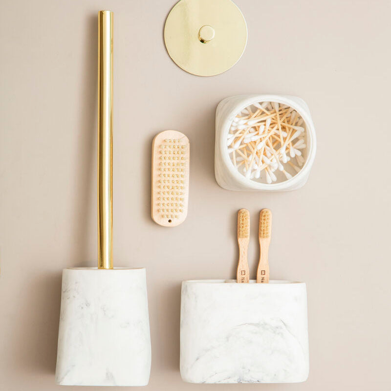 Orsina Riviera White Toilet Brush and Holder | Modern Bathroom Set