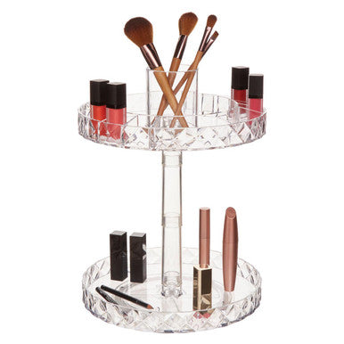 Orsina 2-Tier Rotating Makeup Organiser | Revolving Cosmetic Storage