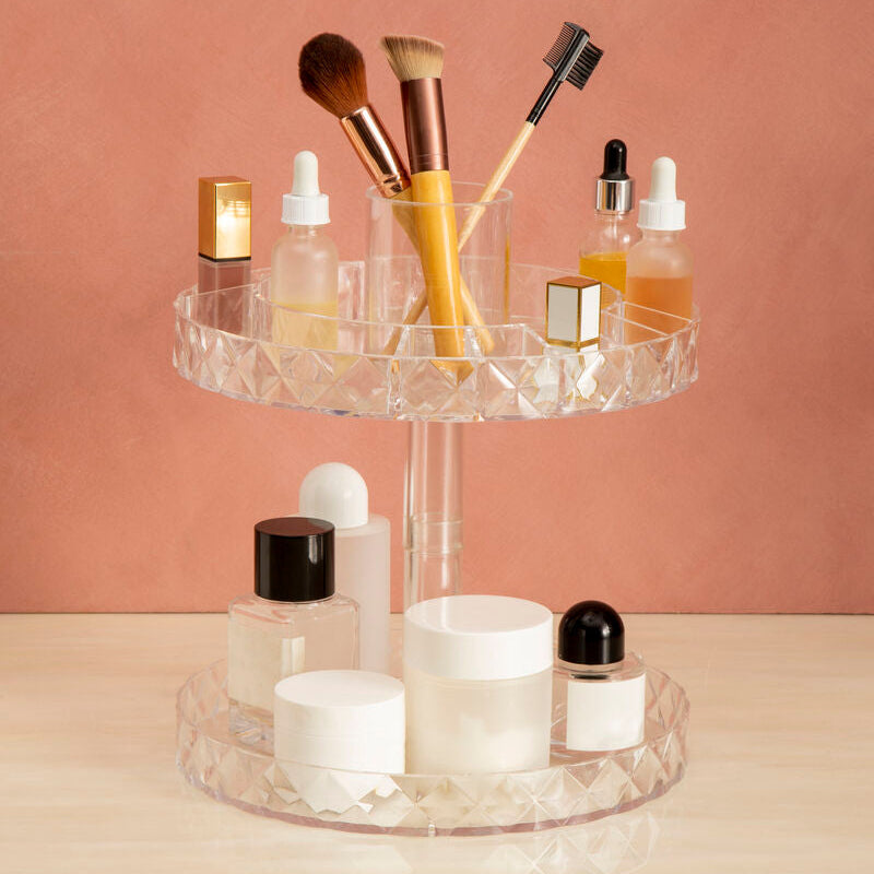 Orsina 2-Tier Rotating Makeup Organiser | Revolving Cosmetic Storage